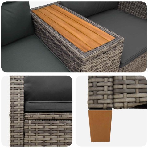 LEŻANKA Z STOLIKIEM SZARY I CIEMNOSZARY 126X65X112CM