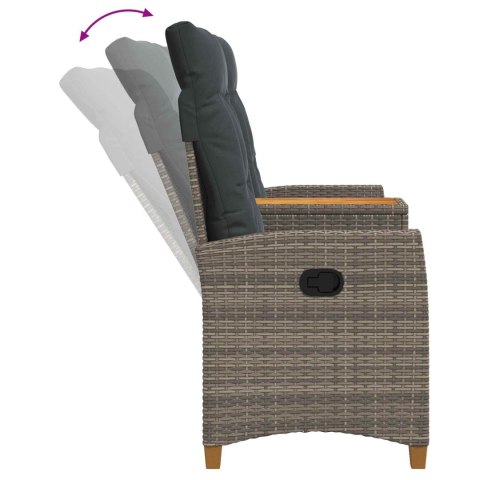 LEŻANKA Z STOLIKIEM SZARY I CIEMNOSZARY 126X65X112CM