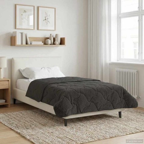 ZIMOWA KOŁDRA ANTRACYT 135X200CM MIKROFIBRA I FLEECE TEDDY