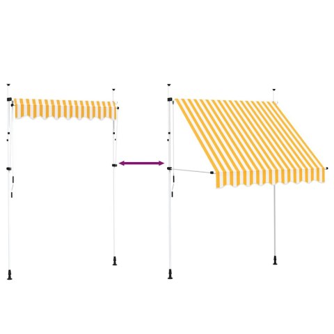 VidaXL Markiza zwijana ręcznie, 200 cm, pomarańczowo-białe pasy