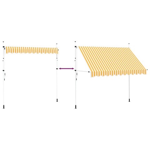 VidaXL Markiza zwijana ręcznie, 300 cm, pomarańczowo-białe pasy