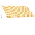 VidaXL Markiza zwijana ręcznie, 350 cm, pomarańczowo-białe pasy