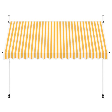 VidaXL Markiza zwijana ręcznie, 350 cm, pomarańczowo-białe pasy
