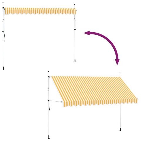 VidaXL Markiza zwijana ręcznie, 400 cm, pomarańczowo-białe pasy