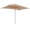 PARASOL OGRODOWY NA DREWNIANYM SŁUPKU 200X300CM TAUPE