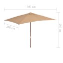 PARASOL OGRODOWY NA DREWNIANYM SŁUPKU 200X300CM TAUPE