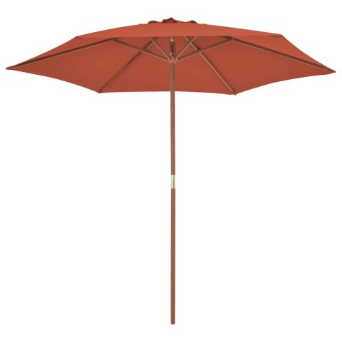 PARASOL OGRODOWY NA DREWNIANYM SŁUPKU 270CM TERAKOTA