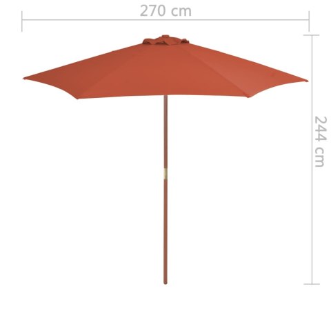 PARASOL OGRODOWY NA DREWNIANYM SŁUPKU 270CM TERAKOTA