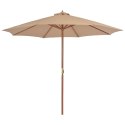 PARASOL OGRODOWY NA DREWNIANYM SŁUPKU 300CM TAUPE