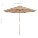 PARASOL OGRODOWY NA DREWNIANYM SŁUPKU 300CM TAUPE
