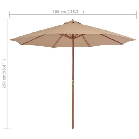 PARASOL OGRODOWY NA DREWNIANYM SŁUPKU 300CM TAUPE