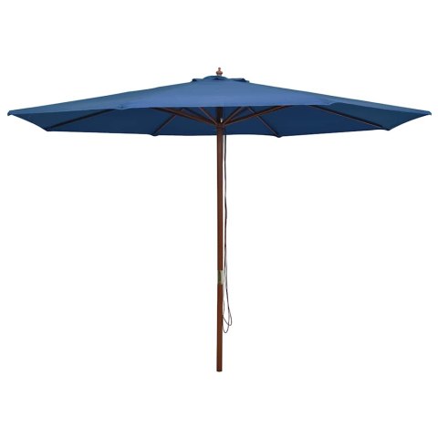 PARASOL OGRODOWY NA DREWNIANYM SŁUPKU 350CM NIEBIESKI