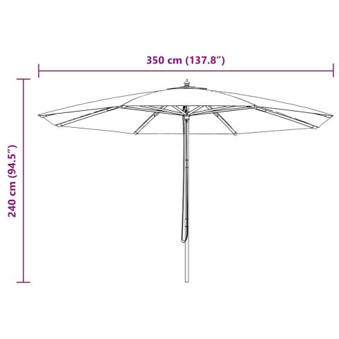 PARASOL OGRODOWY NA DREWNIANYM SŁUPKU 350CM NIEBIESKI