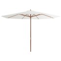 PARASOL OGRODOWY NA DREWNIANYM SŁUPKU 350CM PIASKOWA BIEL