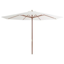PARASOL OGRODOWY NA DREWNIANYM SŁUPKU 350CM PIASKOWA BIEL