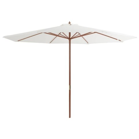 PARASOL OGRODOWY NA DREWNIANYM SŁUPKU 350CM PIASKOWA BIEL