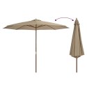 PARASOL OGRODOWY NA DREWNIANYM SŁUPKU 350CM TAUPE