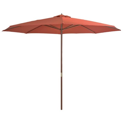 PARASOL OGRODOWY NA DREWNIANYM SŁUPKU 350CM TERAKOTA