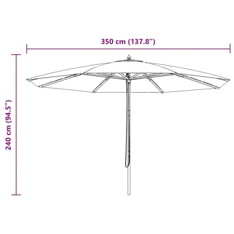 PARASOL OGRODOWY NA DREWNIANYM SŁUPKU 350CM TERAKOTA