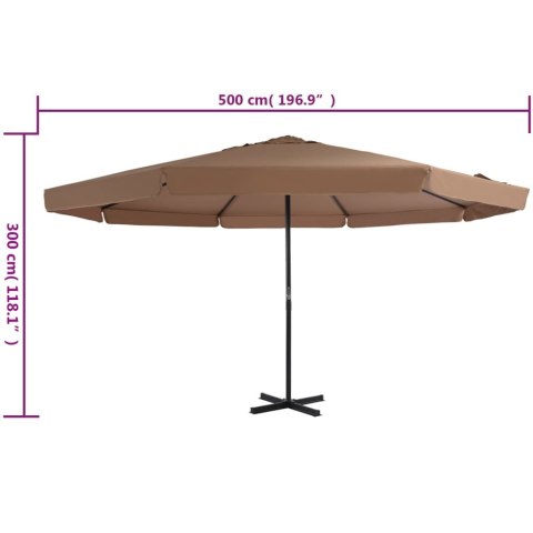 PARASOL OGRODOWY NA SŁUPKU ALUMINIOWYM 500CM TAUPE