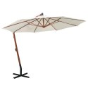 PARASOL OGRODOWY WISZĄCY 350CM DREWNIANY BIAŁY