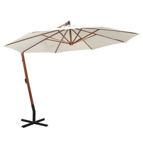 PARASOL OGRODOWY WISZĄCY 350CM DREWNIANY BIAŁY