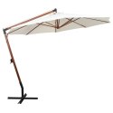 PARASOL OGRODOWY WISZĄCY 350CM DREWNIANY BIAŁY