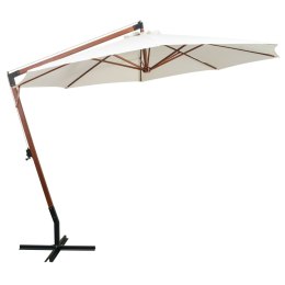 PARASOL OGRODOWY WISZĄCY 350CM DREWNIANY BIAŁY