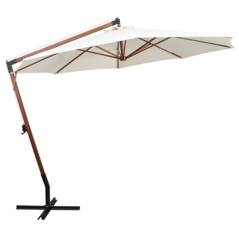PARASOL OGRODOWY WISZĄCY 350CM DREWNIANY BIAŁY