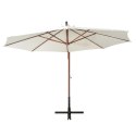 PARASOL OGRODOWY WISZĄCY 350CM DREWNIANY BIAŁY