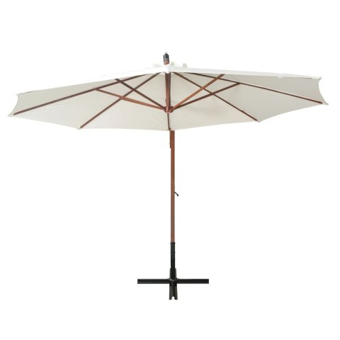 PARASOL OGRODOWY WISZĄCY 350CM DREWNIANY BIAŁY