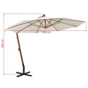 PARASOL OGRODOWY WISZĄCY 350CM DREWNIANY BIAŁY