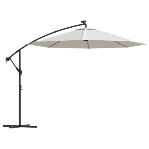 PARASOL OGRODOWY WISZĄCY ŚWIATŁA LED 300CM METAL PIASKOWY