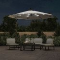 PARASOL OGRODOWY WISZĄCY ŚWIATŁA LED 300CM METAL PIASKOWY