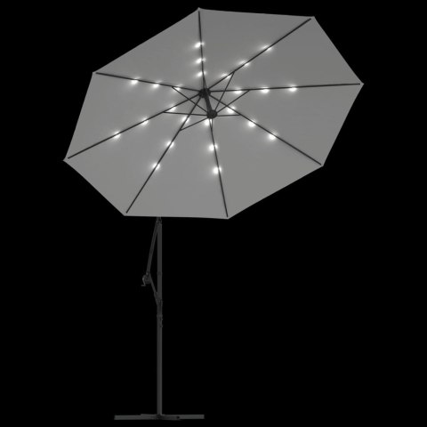 PARASOL OGRODOWY WISZĄCY ŚWIATŁA LED 300CM METAL PIASKOWY