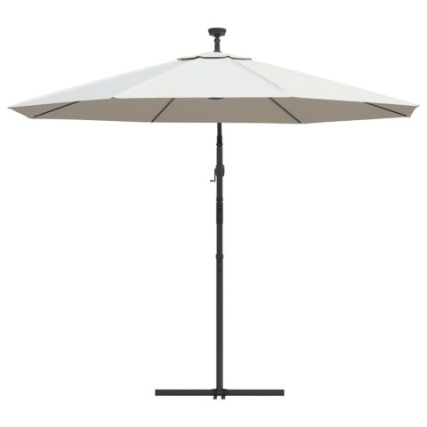 PARASOL OGRODOWY WISZĄCY ŚWIATŁA LED 300CM METAL PIASKOWY