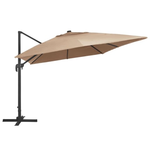 PARASOL WISZĄCY Z LED I ALUMINIOWYM SŁUPKIEM 400X300CM TAUPE