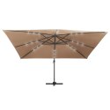 PARASOL WISZĄCY Z LED I ALUMINIOWYM SŁUPKIEM 400X300CM TAUPE