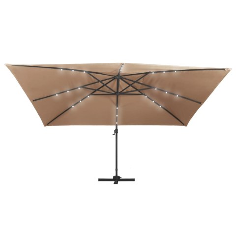 PARASOL WISZĄCY Z LED I ALUMINIOWYM SŁUPKIEM 400X300CM TAUPE