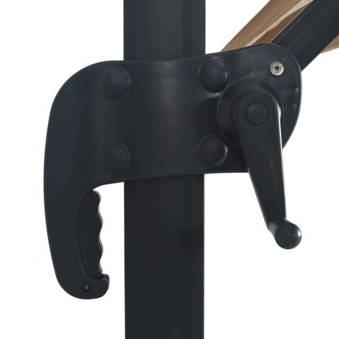 PARASOL WISZĄCY Z LED I ALUMINIOWYM SŁUPKIEM 400X300CM TAUPE