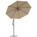PARASOL WISZĄCY Z LED I STALOWYM SŁUPKIEM 300CM TAUPE