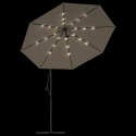 PARASOL WISZĄCY Z LED I STALOWYM SŁUPKIEM 300CM TAUPE