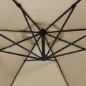PARASOL WISZĄCY Z LED I STALOWYM SŁUPKIEM 300CM TAUPE