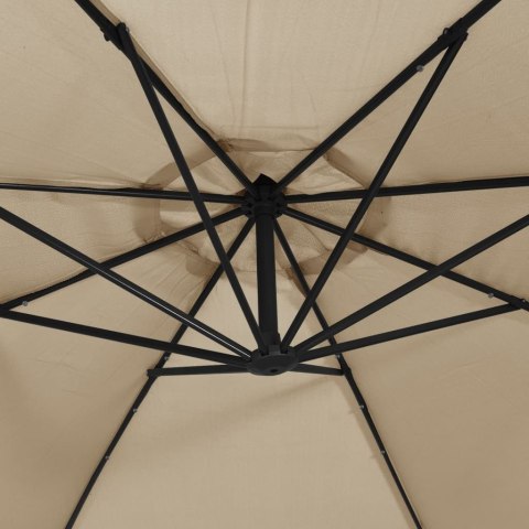 PARASOL WISZĄCY Z LED I STALOWYM SŁUPKIEM 300CM TAUPE