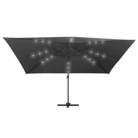 PARASOL Z LED I ALUMINIOWYM SŁUPKIEM 400X300CM ANTRACYTOWY