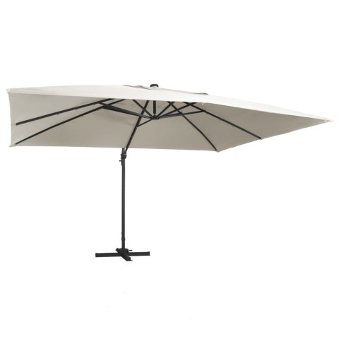 PARASOL Z LED I ALUMINIOWYM SŁUPKIEM 400X300CM PIASKOWY