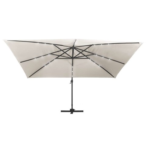 PARASOL Z LED I ALUMINIOWYM SŁUPKIEM 400X300CM PIASKOWY
