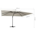 PARASOL Z LED I ALUMINIOWYM SŁUPKIEM 400X300CM PIASKOWY