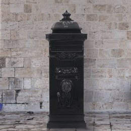 STOJĄCA SKRZYNKA NA LISTY W STYLU VINTAGE CZARNA NIERDZEWNA