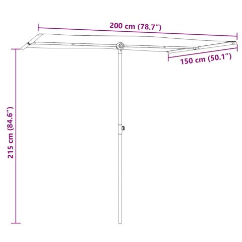 PARASOL OGRODOWY NA ALUMINIOWYM SŁUPKU 2X1,5M TERAKOTA